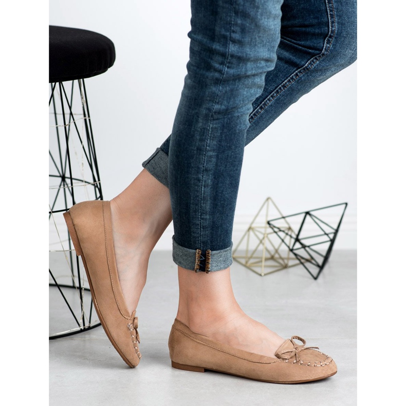 Small Swan Ciemnobeżowe Mokasyny Z Kokardką beżowy 1