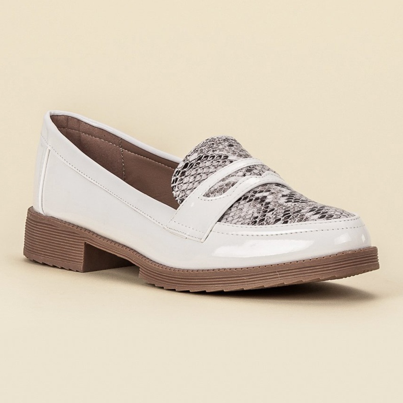 Bestelle Lakierowane Mokasyny białe brązowe 1
