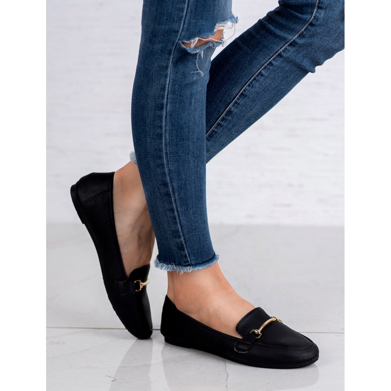 SHELOVET Mokasyny Z Eko Skóry czarne 1