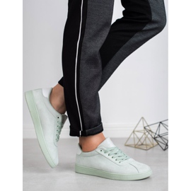 Ideal Shoes Miętowe Sznurowane Obuwie zielone 2