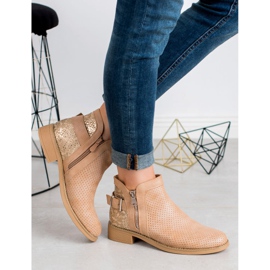 Bestelle Beżowe Botki Snake Print beżowy 2