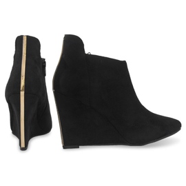 Zamszowe Czółenka Na Koturnie TL01-1 Czarny czarne 1