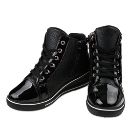 Czarne stylowe sneakersy na koturnie R15-2 2