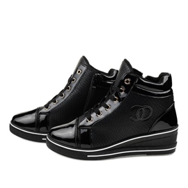 Czarne stylowe sneakersy na koturnie R15-2 3