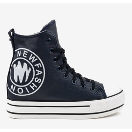 Granatowe sneakersy na koturnie W09 2