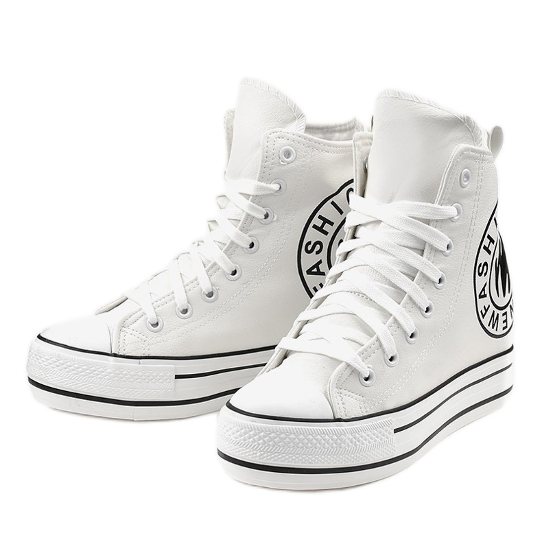 Białe sneakersy na koturnie W09 2