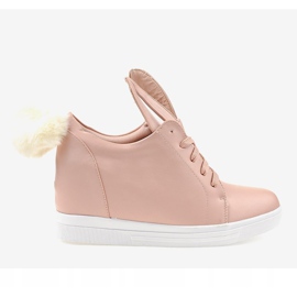 Różowe sneakersy na koturnie króliczki H6210-11 2