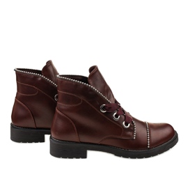 Kayla Shoes Bordowe sznurowane botki 11606-73 czerwone 3