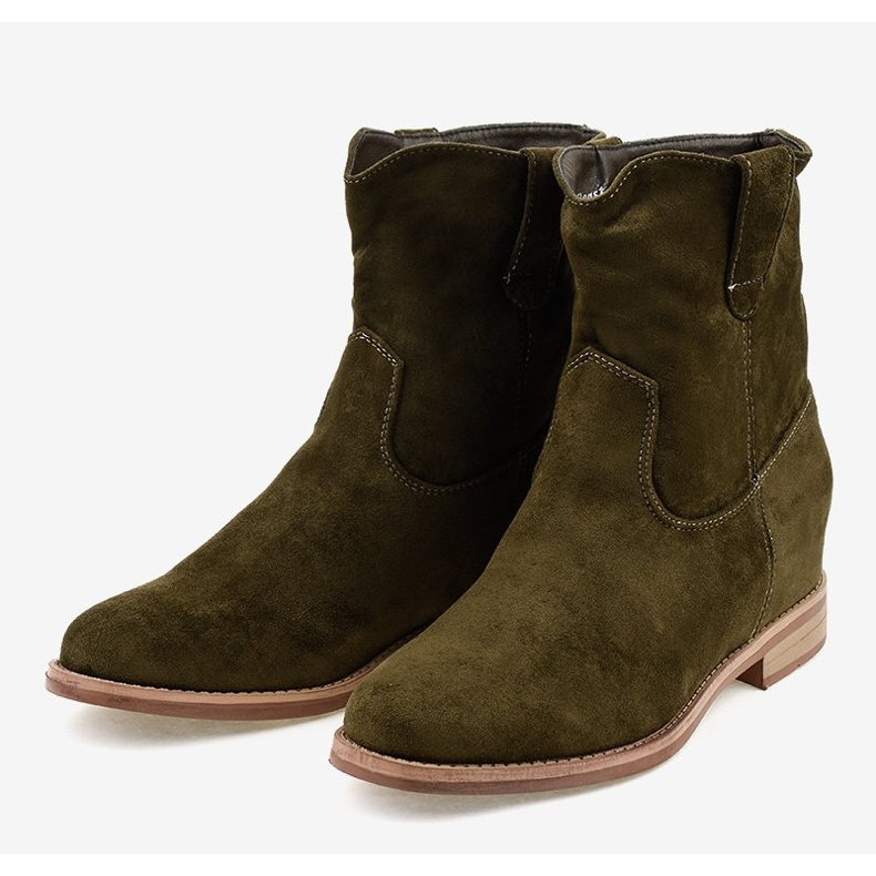 Zielone zamszowe botki wsuwane NC837 2