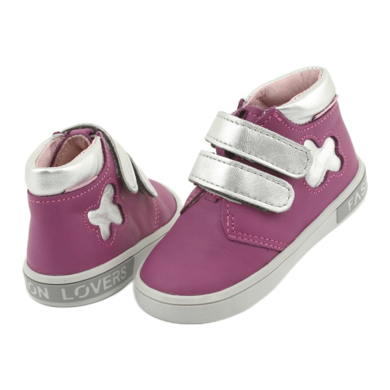 Trzewiki na rzepy Mazurek różowe szare 4