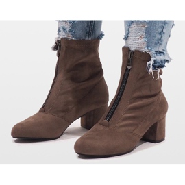 Khaki Zamszowe botki z suwakiem FOZ-01 wielokolorowe zielone 2