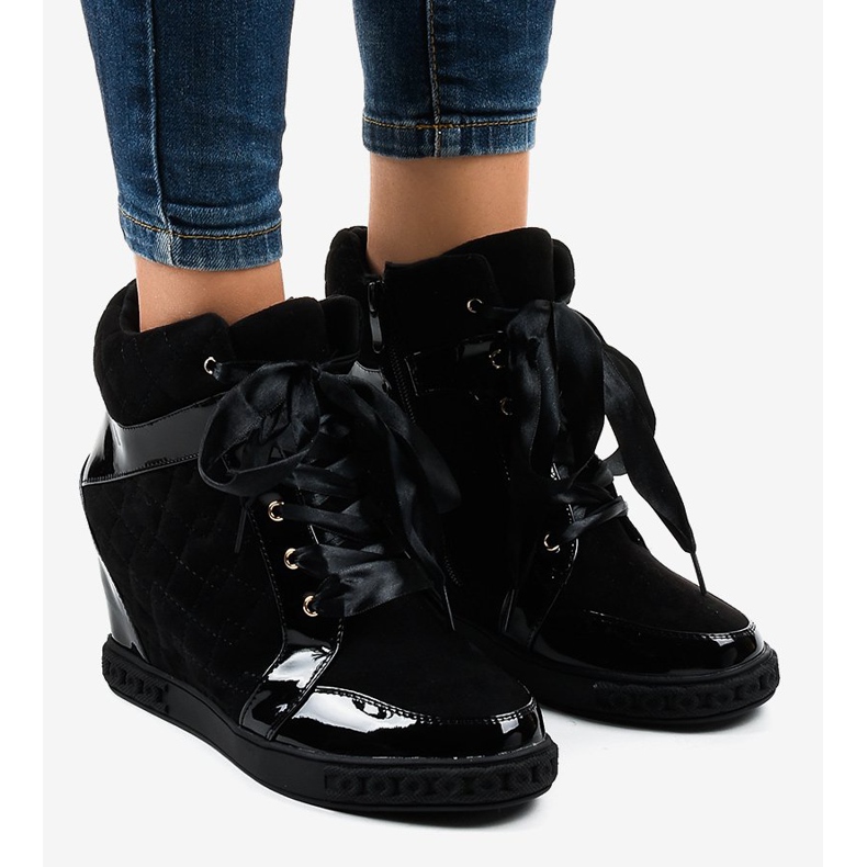 Modne czarne sneakersy na koturnie KLS-109-3 1