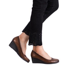 Vinceza Brązowe Czółenka Na Koturnie 2