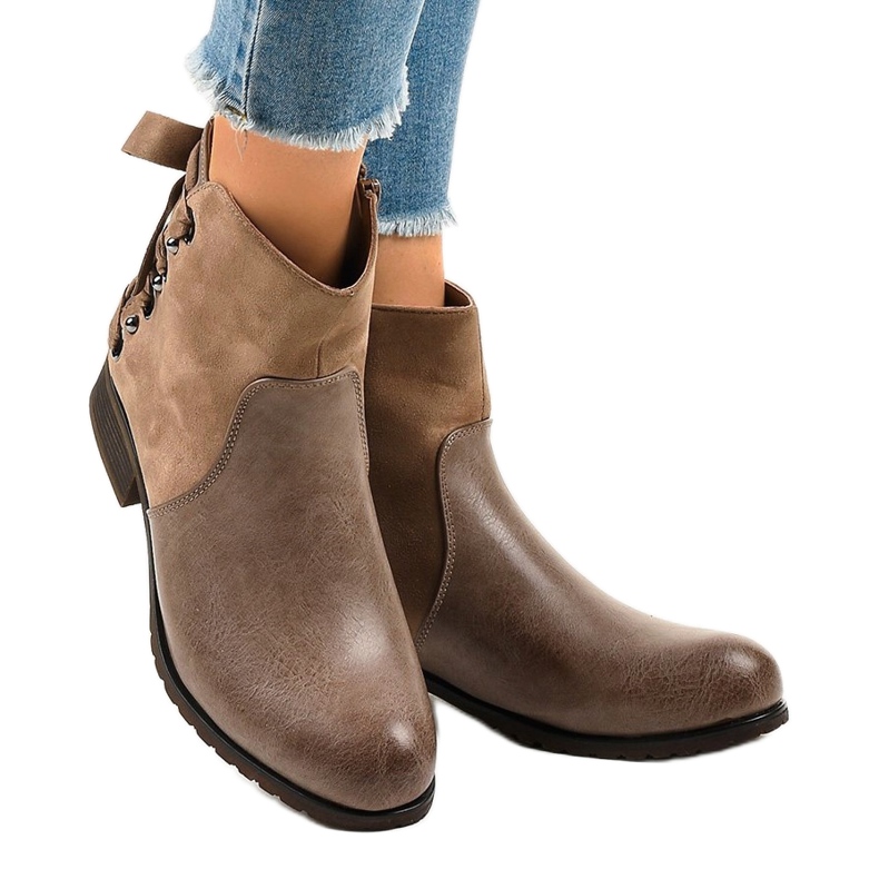 Khaki zamszowe botki ocieplane C562 wielokolorowe zielone 1