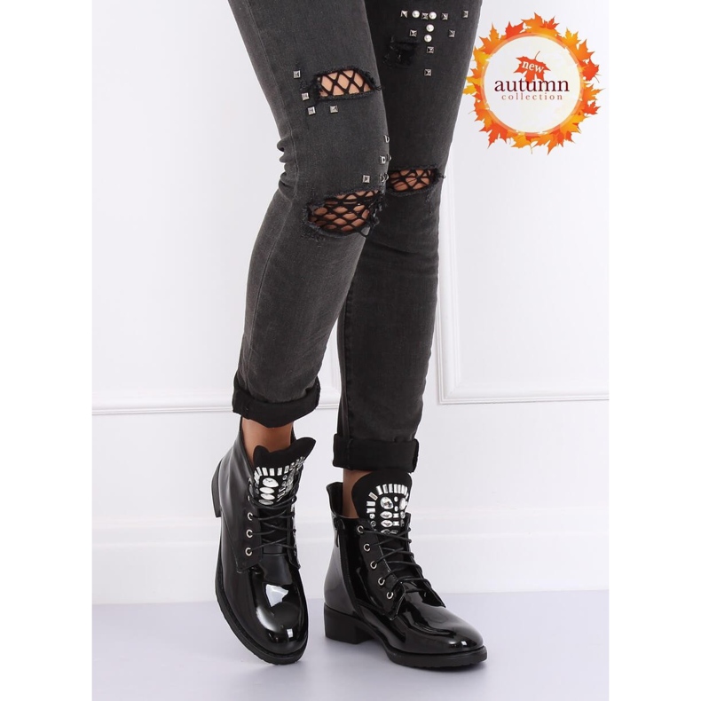 Botki damskie lakierowane czarne NC866 Black 1