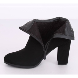 Eleganckie botki na obcasie czarne NS055P Black 2
