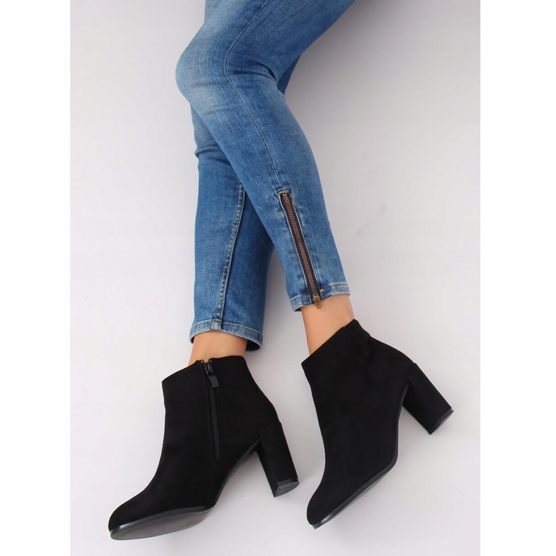 Botki klasyczne na obcasie czarne A6801 Black 2