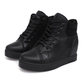 Sneakersy Na Koturnie 1651 Czarny czarne 3