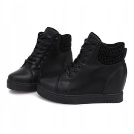 Sneakersy Na Koturnie 1651 Czarny czarne 1