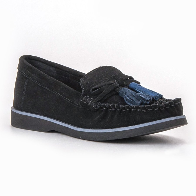 Filippo Skórzane Mokasyny Z Frędzlami czarne 1