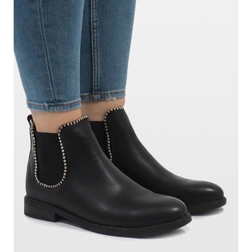 Czarne botki ocieplane na gumce 1003-PA 1