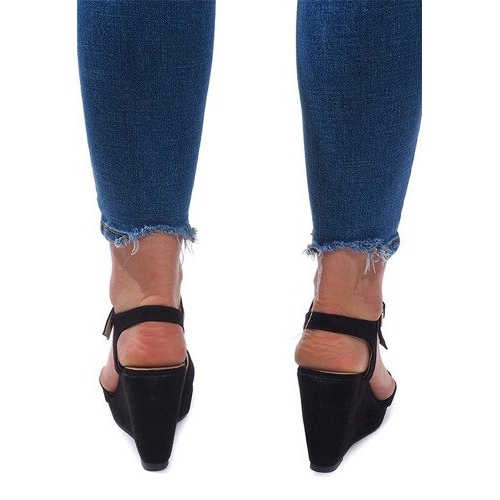 Sandały Na Koturnie C-012 Czarny czarne 1