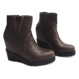 Botki Na Koturnie Wedges 8E8505 Khaki wielokolorowe 1