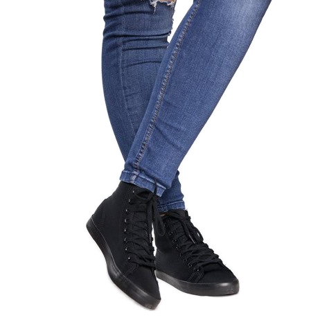 Wysokie Tenisówki Lycra B113B Czarny czarne 1