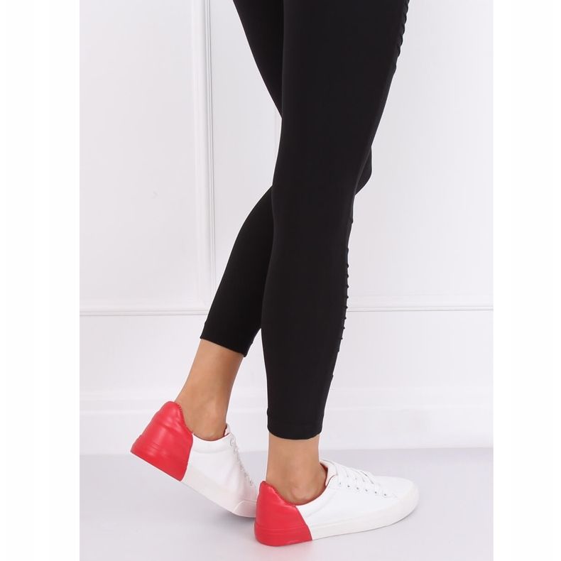 Trampki damskie biało-czerwone A88-29 W-RED białe 2