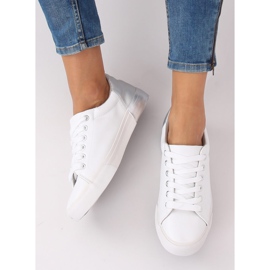 Trampki damskie biało-srebrne A88-29 W-SILVER białe szare 2