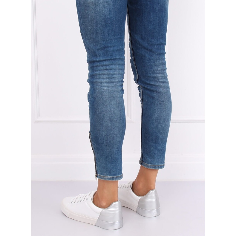 Trampki damskie biało-srebrne A88-29 W-SILVER białe szare 1