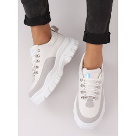Buty na wysokiej podeszwie biało-szare PF5329 Grey białe 1