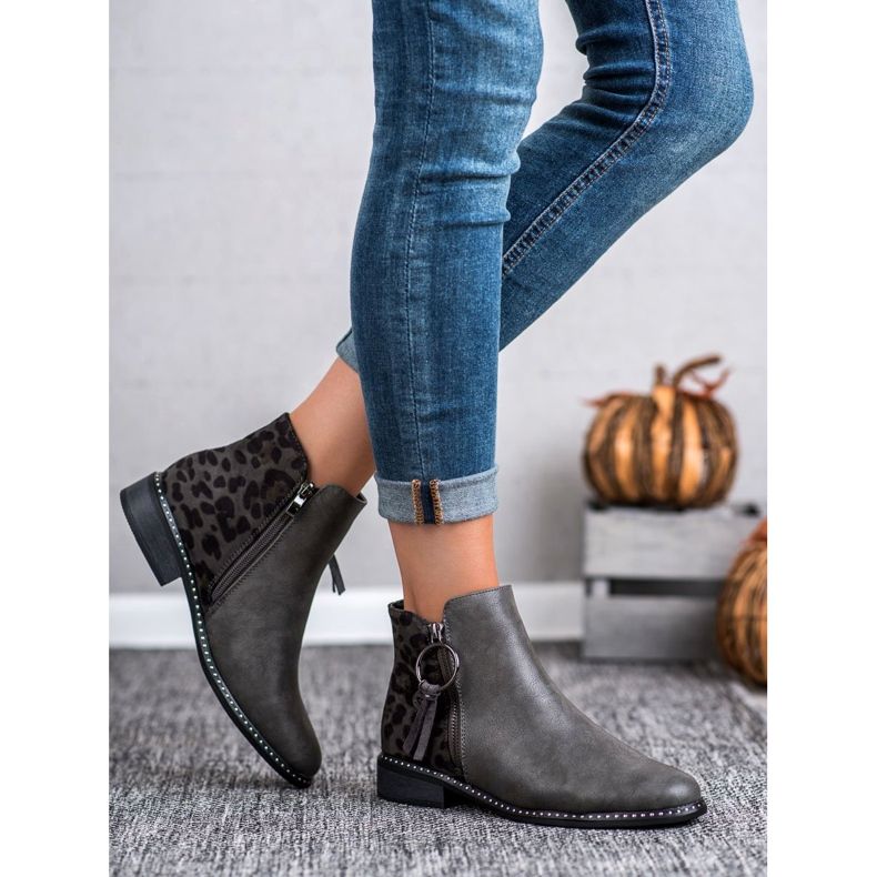 Filippo Stylowe Botki Na Suwak szare 1