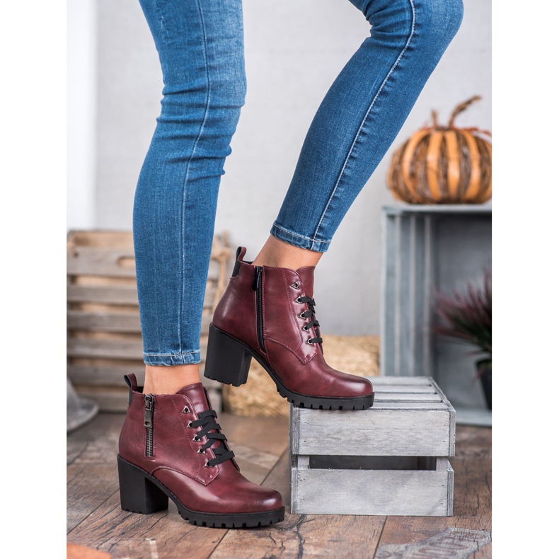 Vinceza Niskie Botki Na Słupku czerwone 2