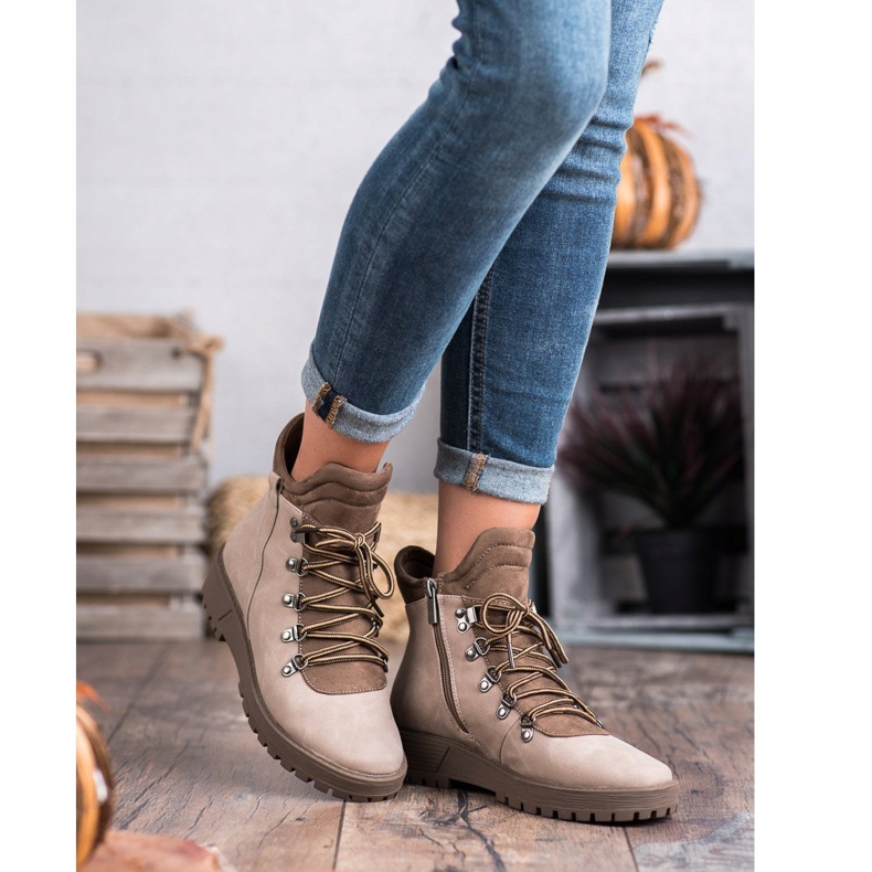 Vinceza Stylowe Traperki brązowe 2