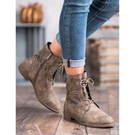 Groto Gogo Modne Wiązane Botki zielone 1