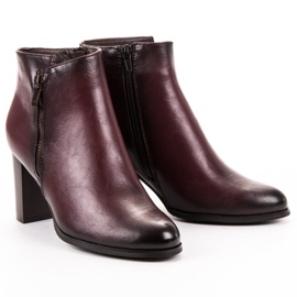 W. Potocki Bordowe Botki Na Obcasie czerwone 1