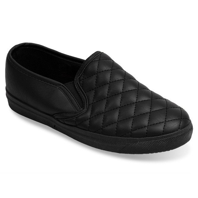 Pikowane Trampki Tenisówki Slip On 5077 Czarny czarne 1