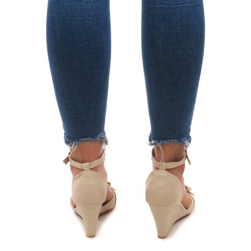 Sandały Na Koturnie F1-43 Beżowy 2