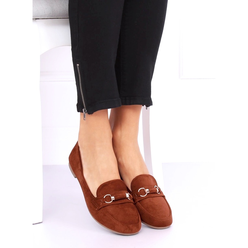 Mokasyny damskie ceglane 99-259 D.ORANGE brązowe 2