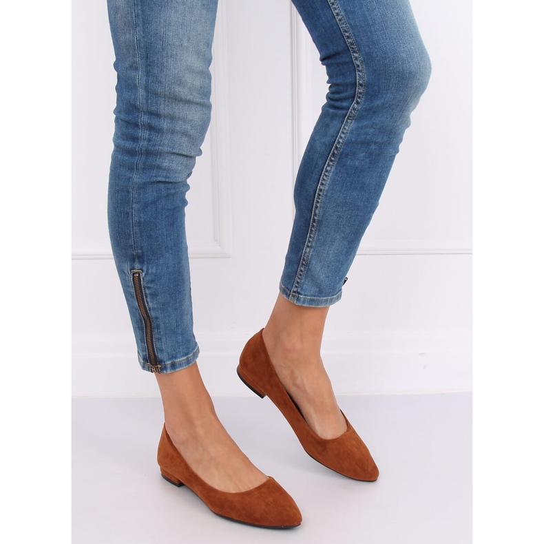 Baleriny z migdałowymi noskami camel RC-76 Camel brązowe 2