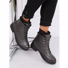 Botki glany damskie grafitowe 100-901B0-1 Pewter czarne 2