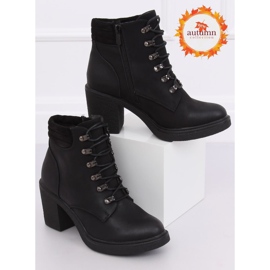 Botki sznurowane na obcasie czarne VQ-18 Black 1