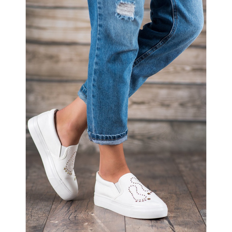 J. Star Slipony Z Dżetami białe 1