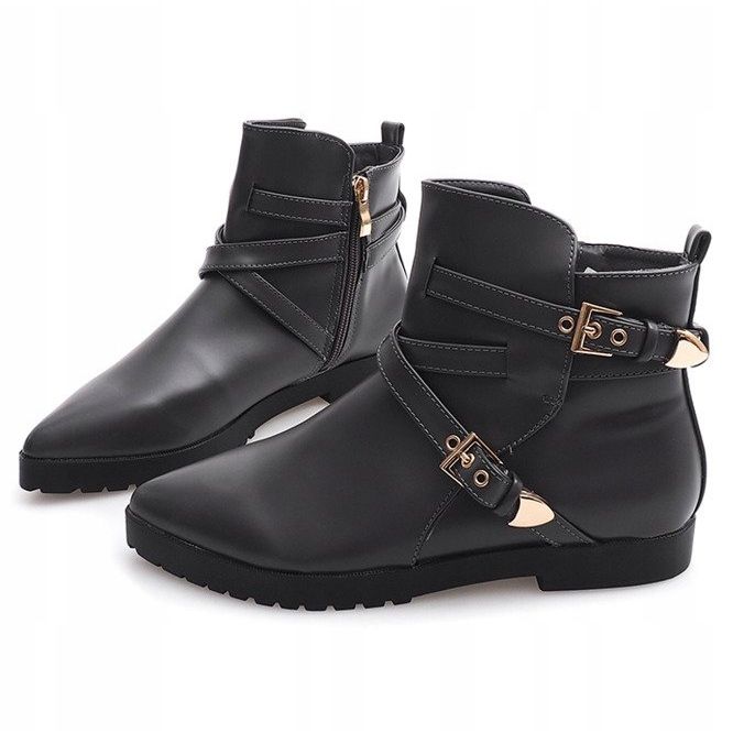 Ocieplane Eleganckie Botki Z Klamrą HW13 Szary szare 1