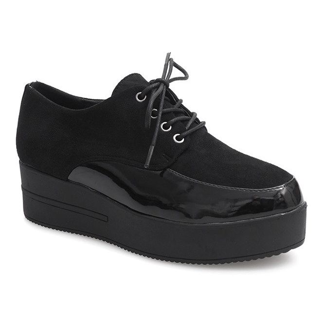 Botki Creepers Na Platformie MJ1358 Czarny czarne 1