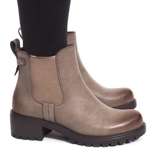 Ocieplane Botki BH56-KB Khaki wielokolorowe zielone 1