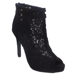 Sandały Na Szpilce 8709 Czarny czarne 1