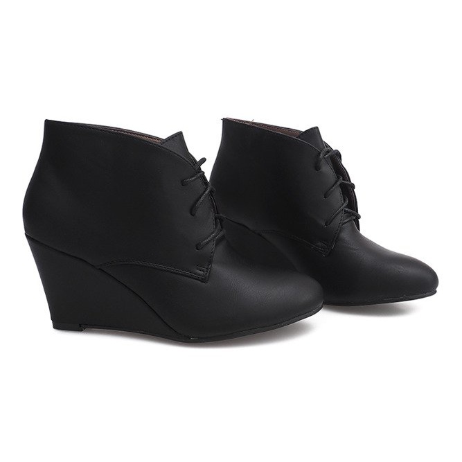 Botki Wedges Na Koturnie 1177B Czarny czarne 2