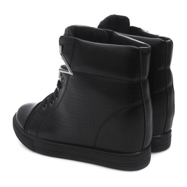 Sneakersy Na Koturnie 2932-1 Czarny czarne 2